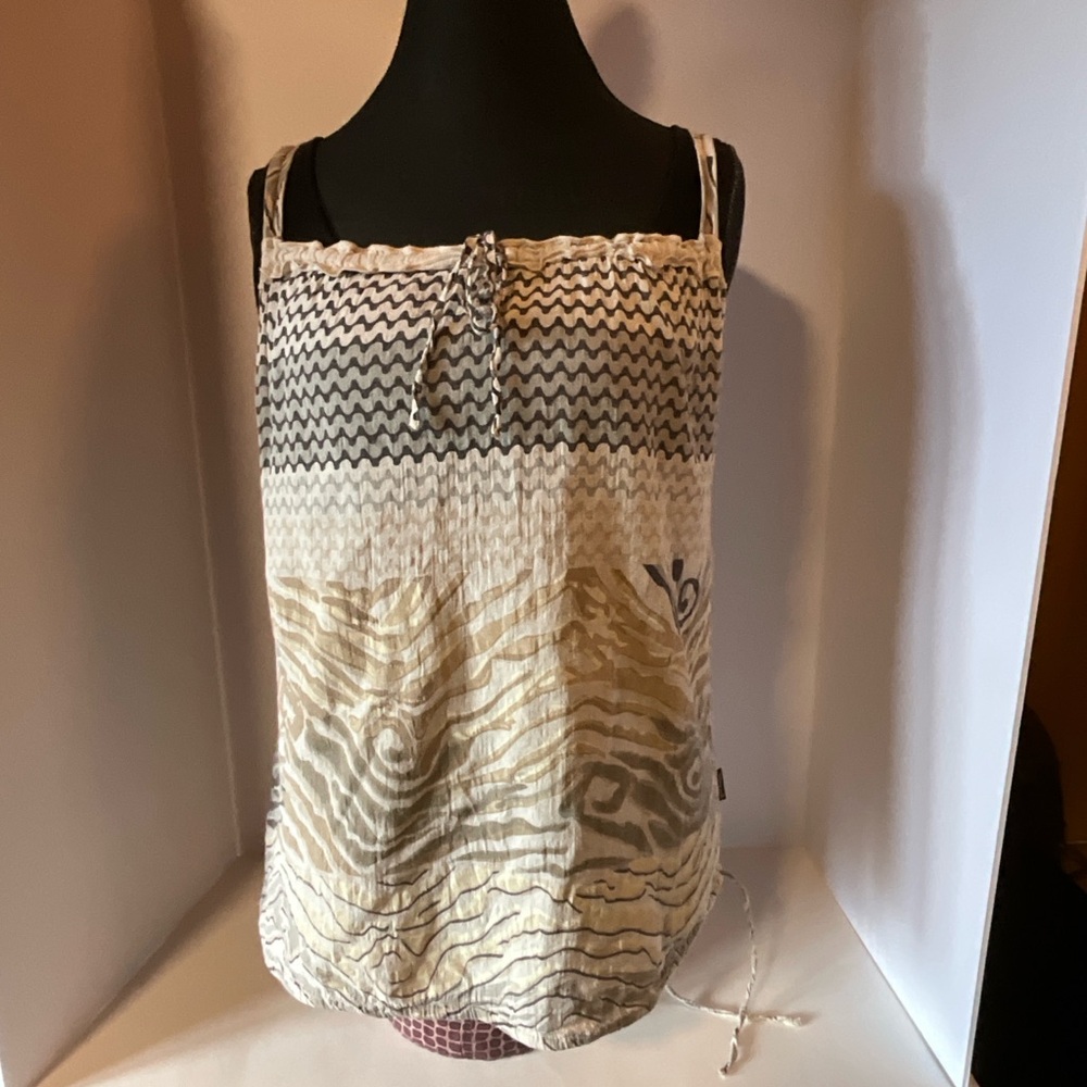 Prana Cream, Gray, and Brown Relaxed Graphic Camisole